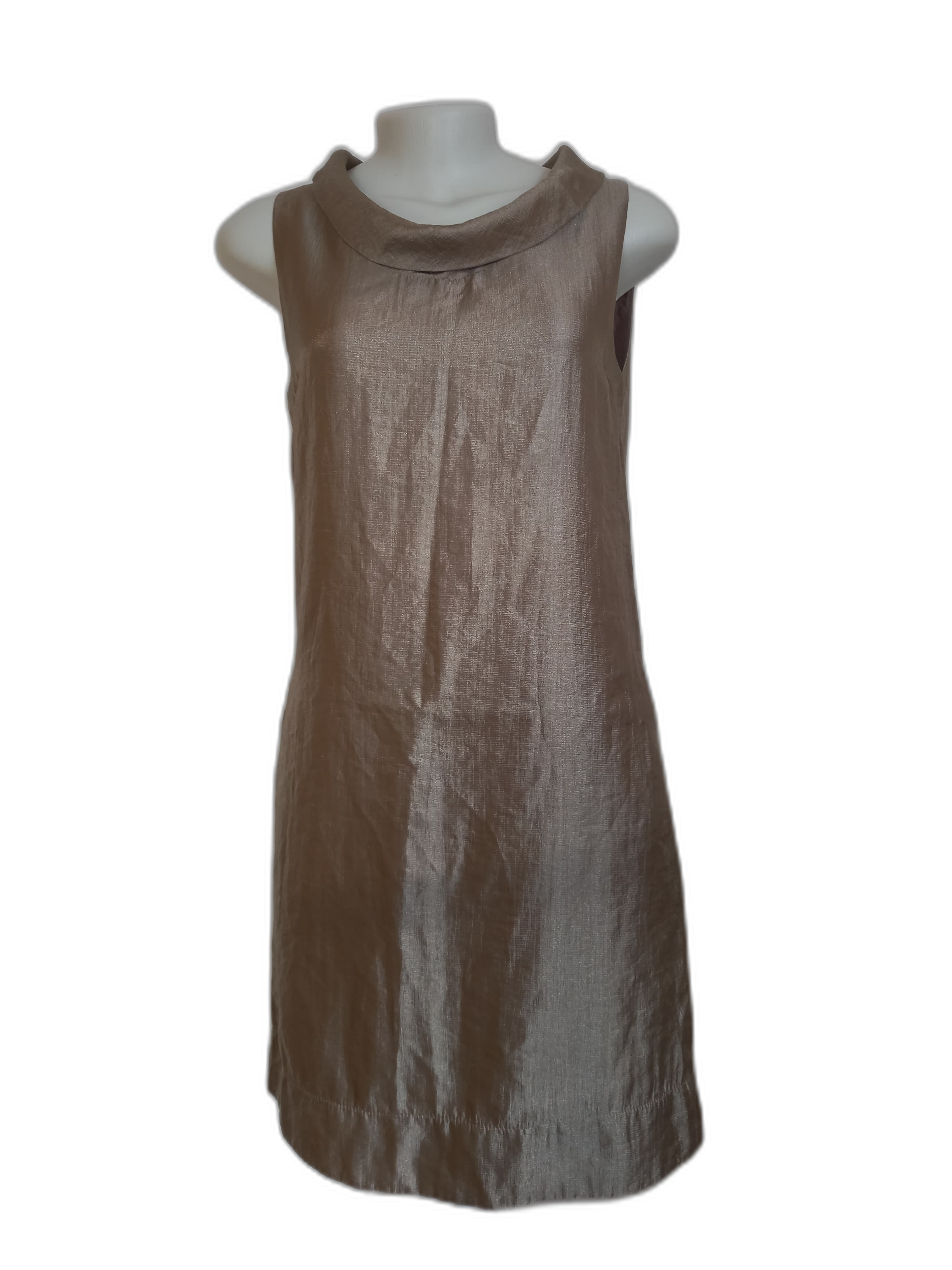 Vestido Longo Caqui Brilhante