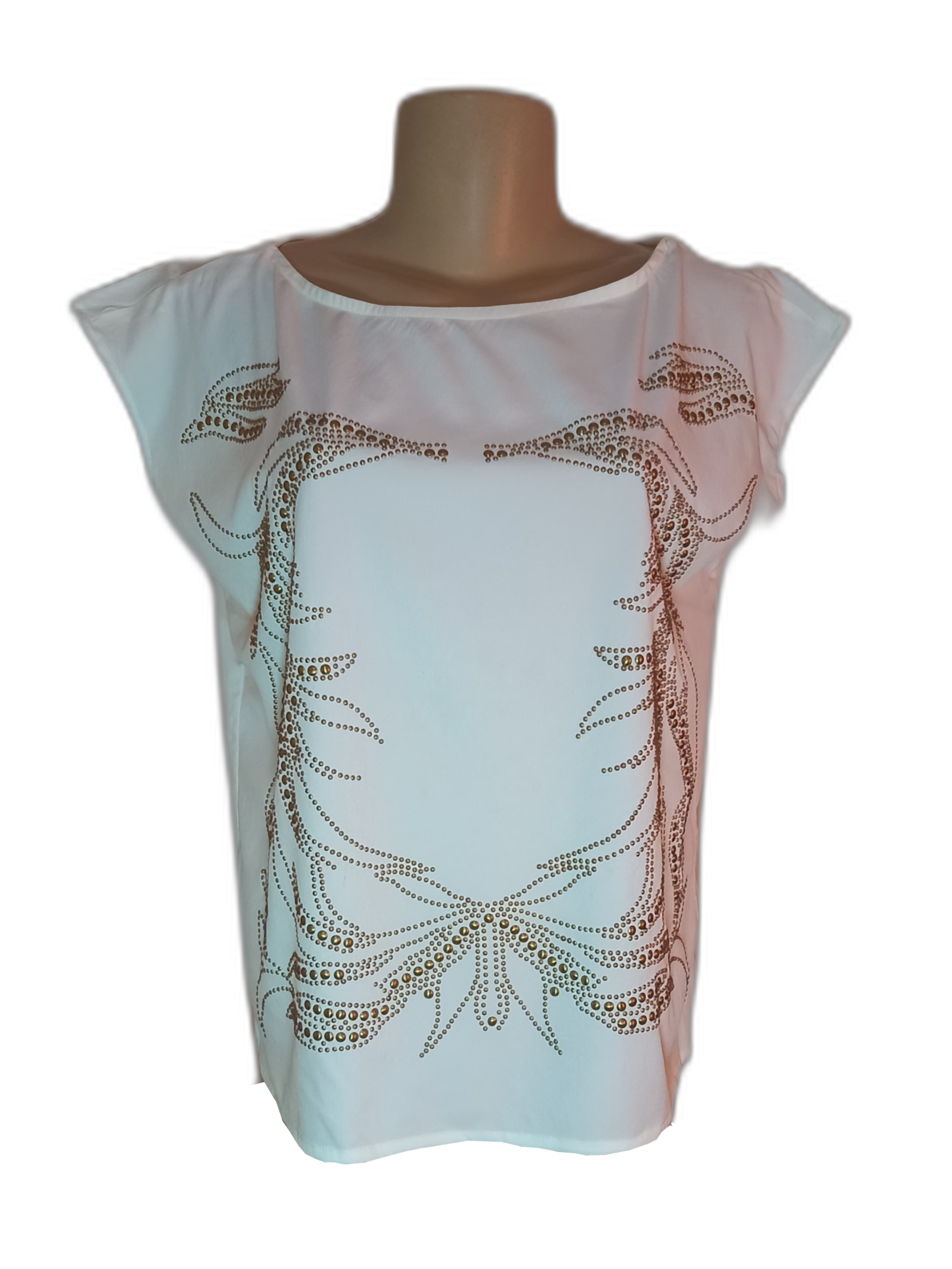 Blusa Branca com Detalhes em Dourados