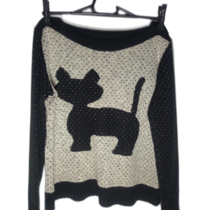 Blusa Preta e Cinza Manga Longa de Linho