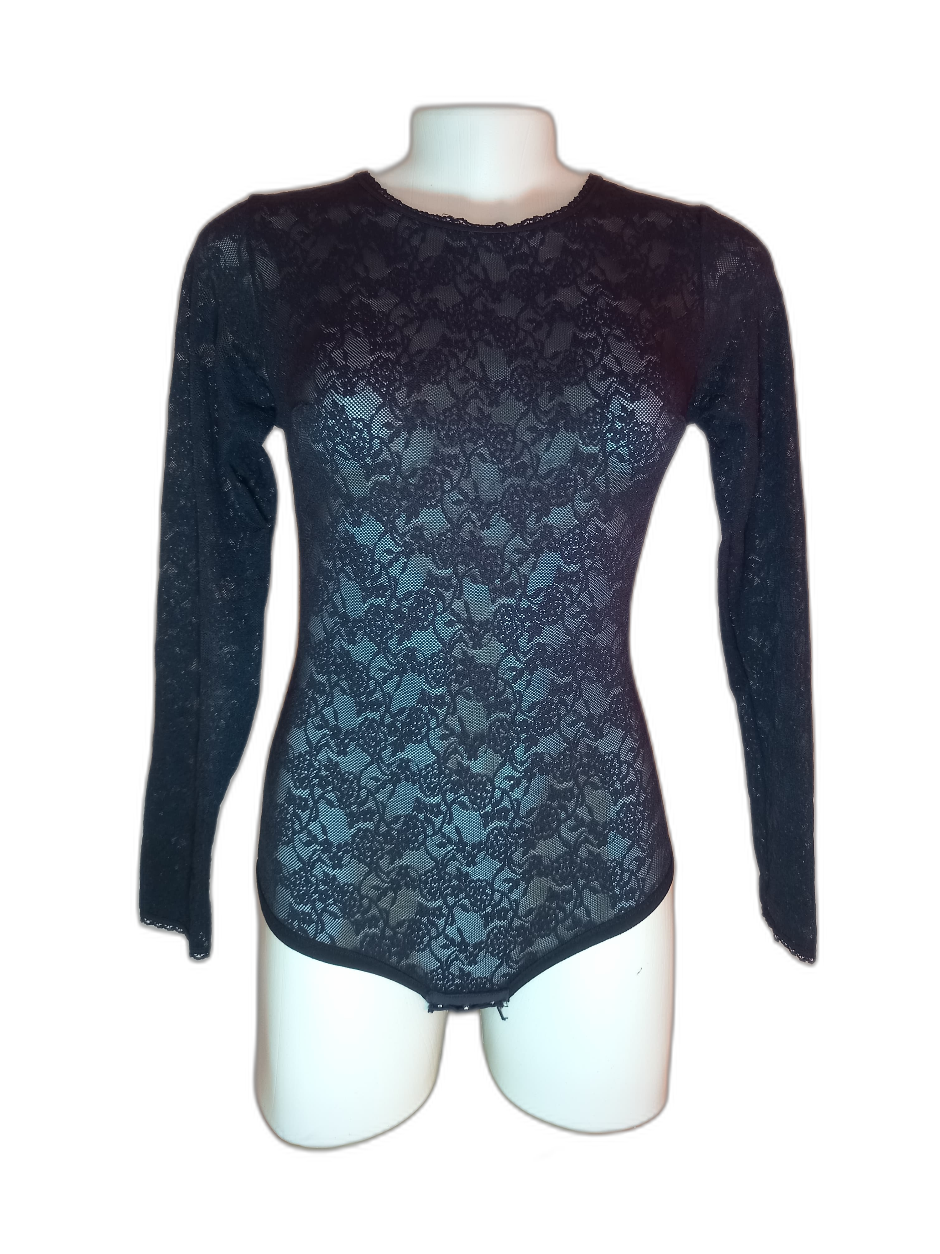 Body Preto com Transparência Detalhes em Flores