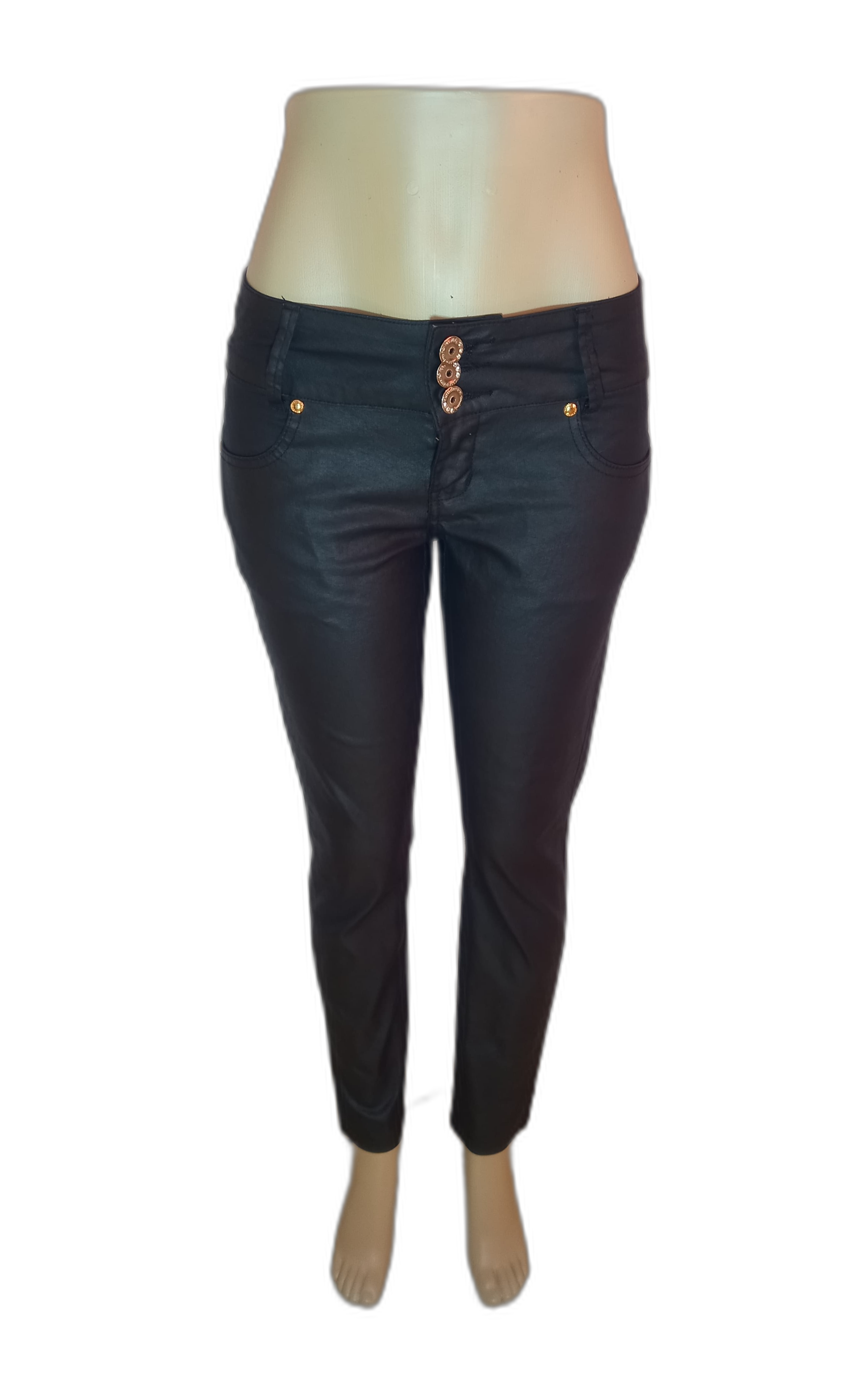 Calça Resinada Skinny Escura