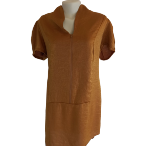 Vestido Marrom Com Zíper Na Frente