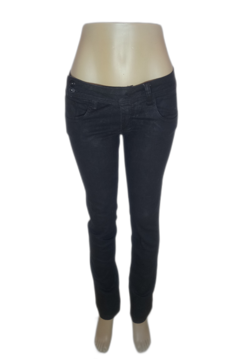 Calça Jeans Feminina Resinada Preta