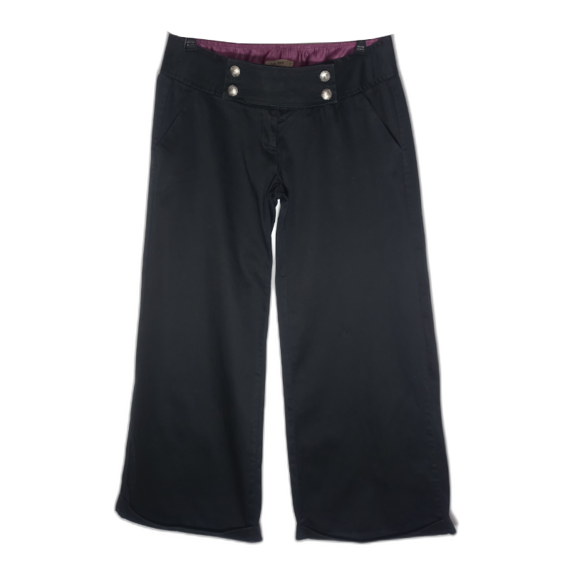 Calça Pantalona Preta Cintura Baixa