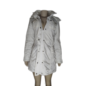 Casaco Sobretudo Acolchoado Branco Com Capuz