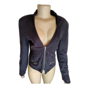 Jaqueta Preta Manga Longa Zíper