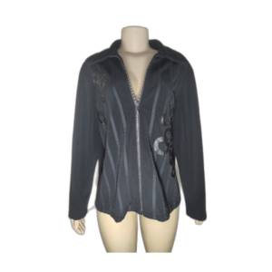 Camisa Preta Manga Longa Com Abertura Em Zipper