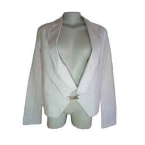 Blazer Feminino Branco Fechamento Com Broche