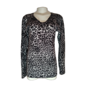 Blusa De Mangas Longas Estampada em Onça