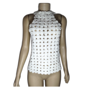 Blusa Feminina Sem Mangas Branca Tipo Crochê