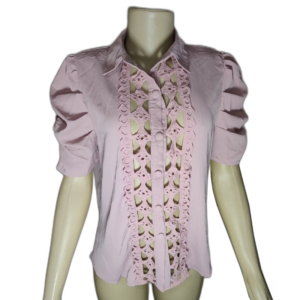 Blusa Feminina Rosa Bordado Vazada