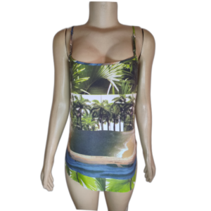 Blusa Feminina Estampada Coqueiros Alças Finas