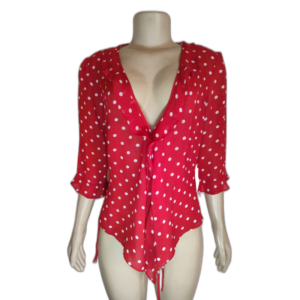 Blusa Feminina Vermelha Bolinhas Brancas