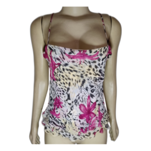 Blusa Feminina Curta Com Alças Finas Estampa Floral