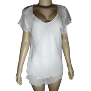 Blusa Feminina Branca Com Babado Duplo Na Barra