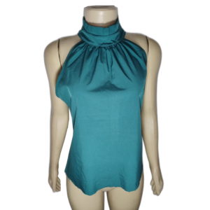 Blusa Feminina Verde Água Sem Mangas Gola Alta Redonda