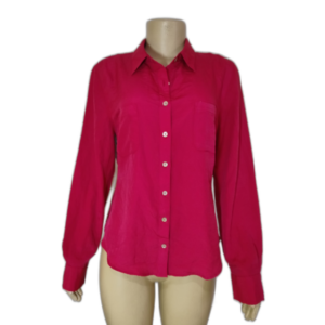Camisa Feminina Mangas Longas Pink Botões Madre Pérola