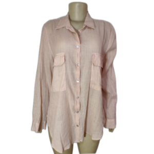 Camisa Feminina Mangas Longas Rosê Botões Madre Pérola