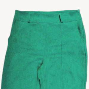 Calça Feminina Pantalona Verde Alfaiataria de Linho