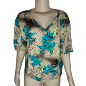 Blusa Feminina Estampa Floral Decote V