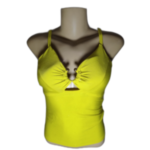 Blusa Feminina Regata Amarela Detalhe no Bojo