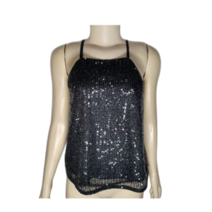 Blusa Feminina Regata Brilhantes Alças Paete