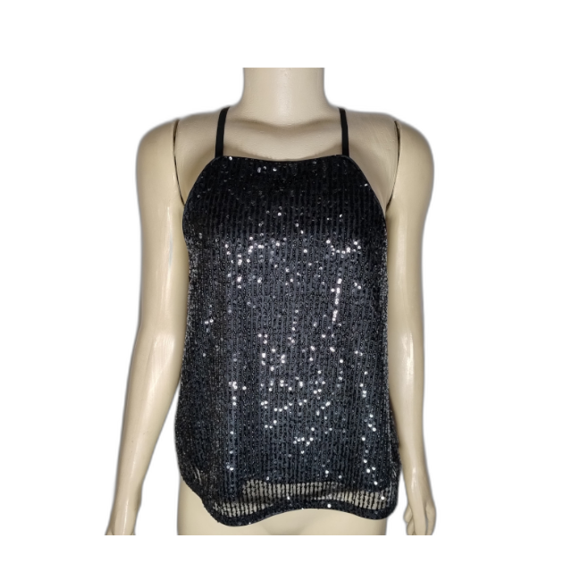 Blusa Feminina Regata Brilhantes Alças Paete