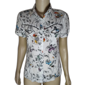 Camisa Feminina Mangas Curta Slim Floral