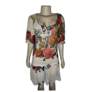 Vestido Midi Estampa Floral Transparente