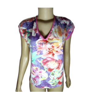 Blusa Feminina Estampa Floral Decote V