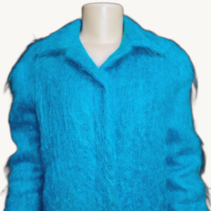 Casaco Feminino Pelúcia Azul Tecido Mohair