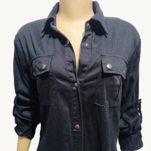 Vestido Camisa Chemise Com Ajustes Nas Mangas