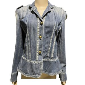 Jaqueta Jeans Feminina Efeito Desgastado